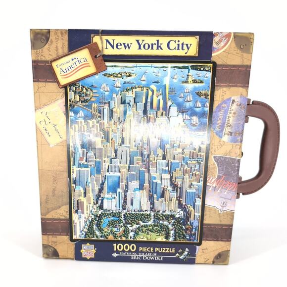 Explore America New York City 1000 Piece Puzzle by Eric Dowdle Suitcase Box NEW - Picture 1 of 10